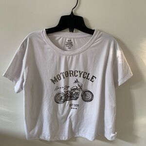 White graphic crop tee